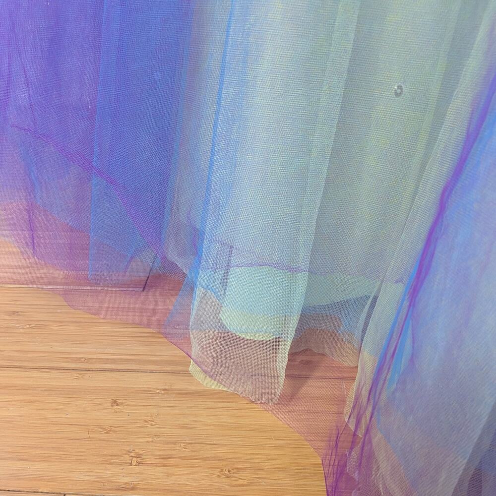 Vintage Mori Lee Prom Dress Maxi Ball Gown 12 Rainbow Fairy Princess Halter - Picture 14 of 16